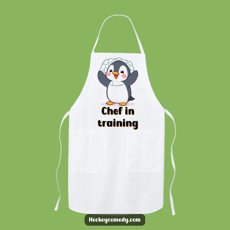Funny Penguin Hockey Apron: Flapping Goalie Chef Gear for Cooks