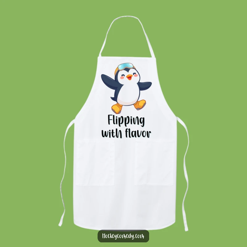 Funny Penguin Skater Apron - Cook with Winter Flair!