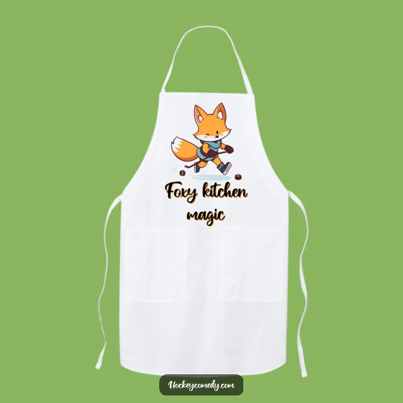 Funny Fox Hockey Apron: Zigzag Chef Gear for Determined Cooks