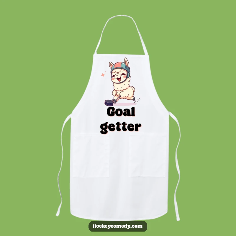 Funny Llama Hockey Apron - Giggling Chef's Wear, Playful Gift!