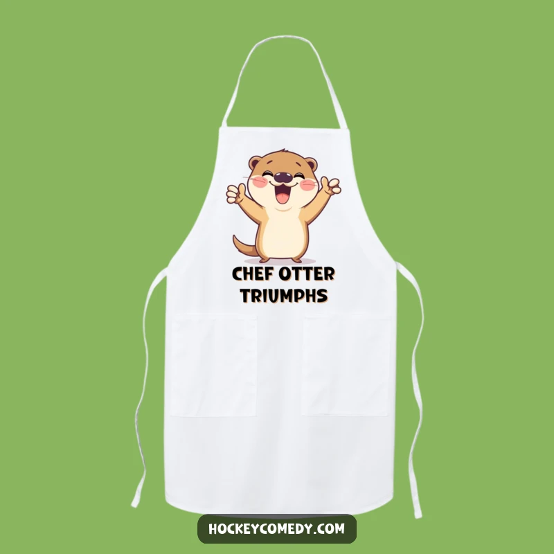 Funny Otter Apron: Hilarious Victory Pose Kitchen Wear, Great Gift