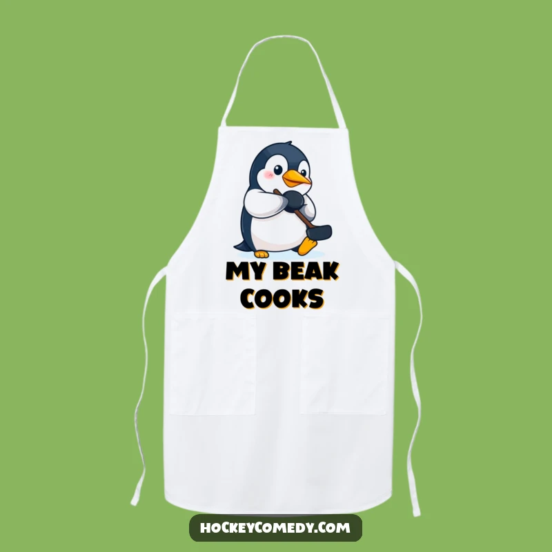 Funny Penguin Hockey Apron: Kitchen Puck Player, Unique Funny Chef Gift