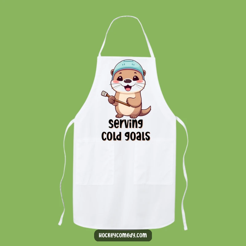 Funny Otter Hockey Apron: Cute Helmet Kitchen Gear for Chefs