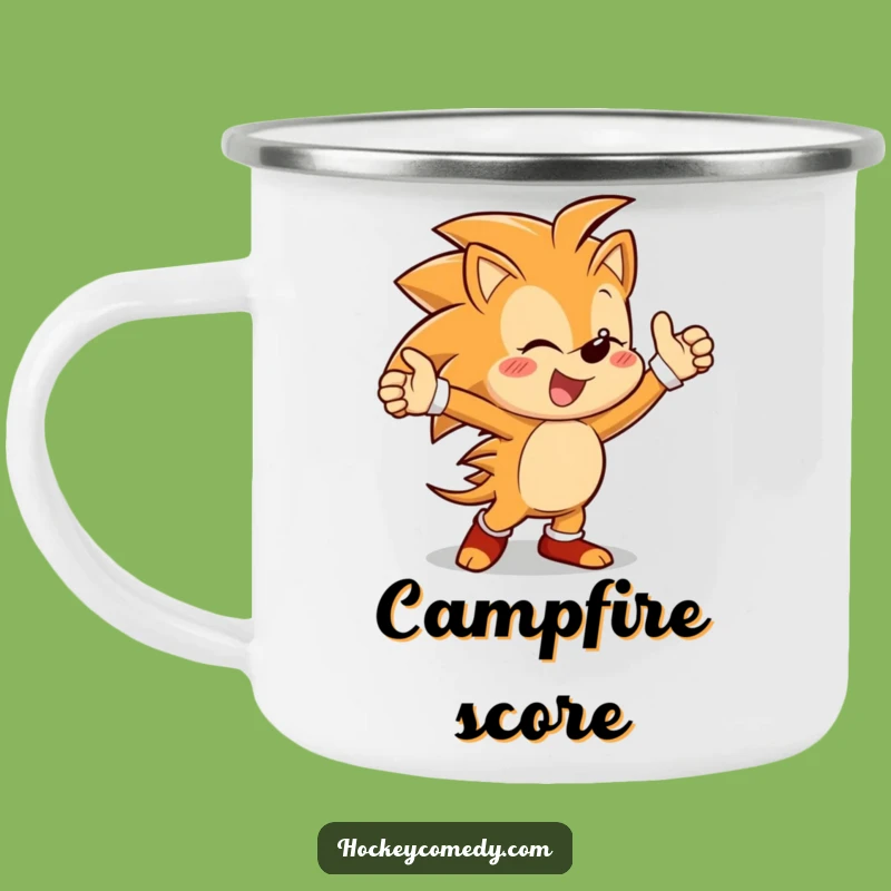 Funny Hedgehog Victory Camping Mug: Dance Fun, Outdoor Gift