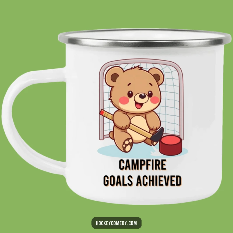 Funny Bear Cub Hockey Camping Mug - Score Your Morning Coffee!