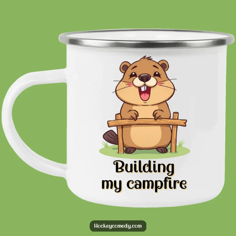 Funny Beaver Goalpost Camping Mug: Adventure with a Building Spirit