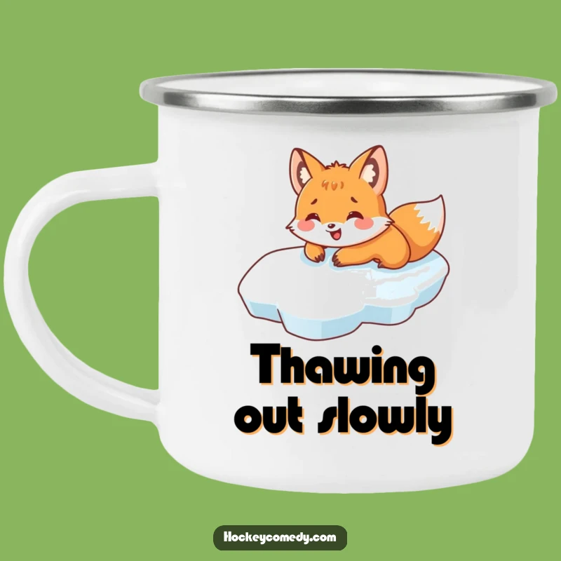 Funny Fox Belly Slide Camping Mug - Cozy Winter Outdoor Drinkware