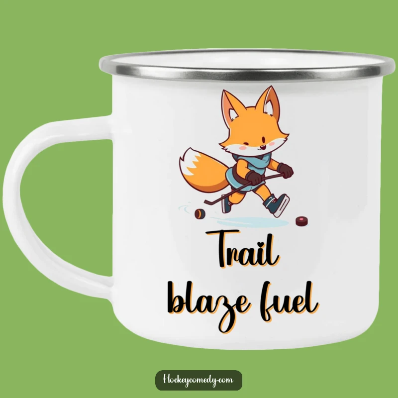 Funny Fox Hockey Camping Mug: Zigzag Skater Drinkware for Outdoors