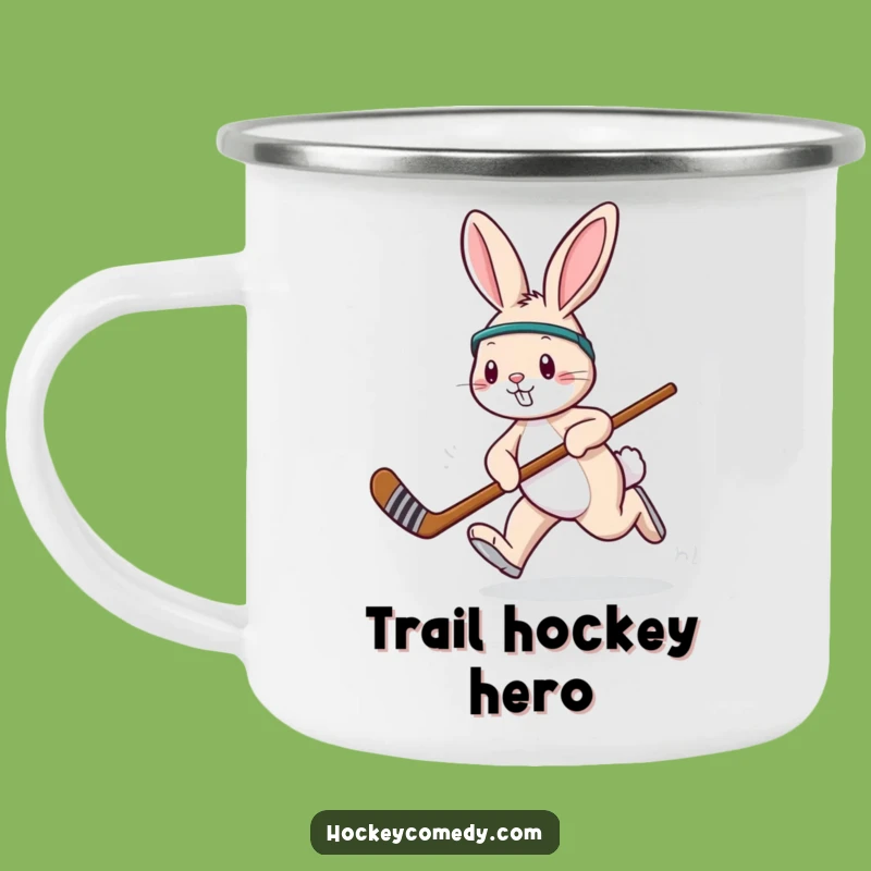 Funny Hockey Rabbit Camping Mug: Outdoor Hopper Fun, Unique Funny Adventure Gift