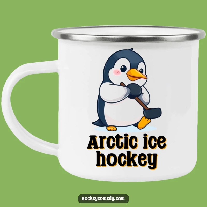Funny Penguin Hockey Camping Mug: Outdoor Player Fun, Unique Funny Adventure Gift