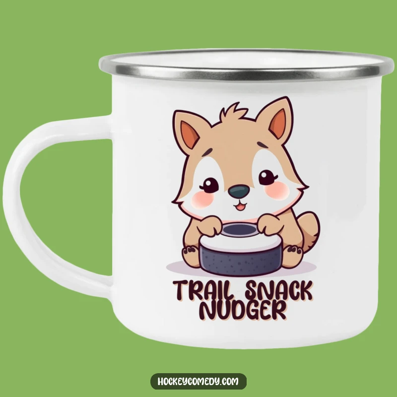 Funny Playful Animal Camping Mug - Outdoor Charm with Puck Nudge Gift