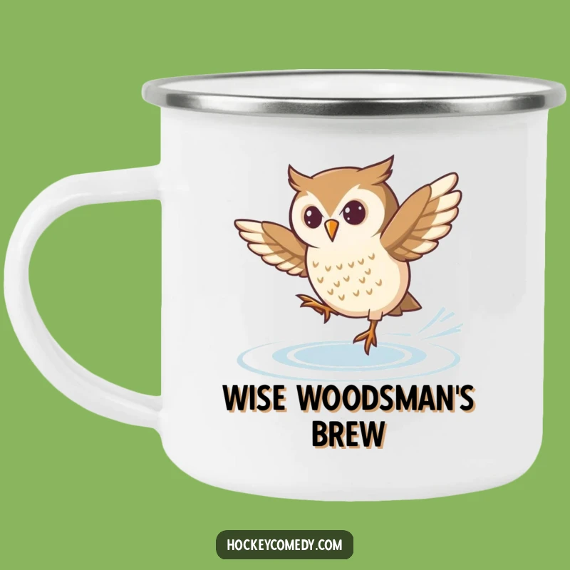 Funny Skating Owl Camping Mug: Adventure with Determined Spirit