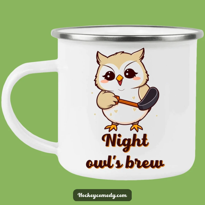 Funny Owl Hockey Camping Mug: Your Giggling Bird for Outdoor Fun!