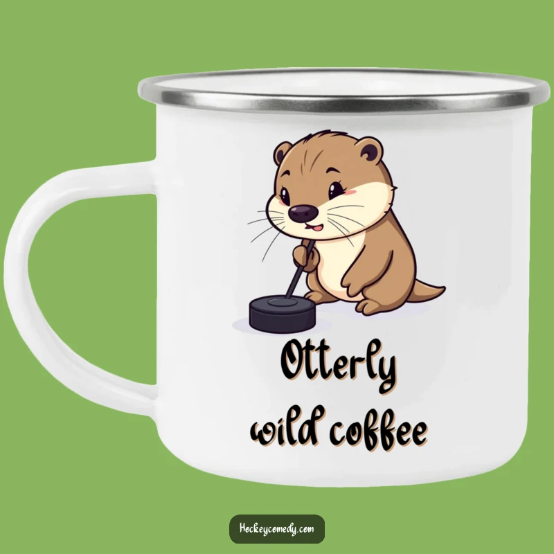 Funny Otter Hockey Camping Mug: Your Silly Dribbler for Outdoor Fun!