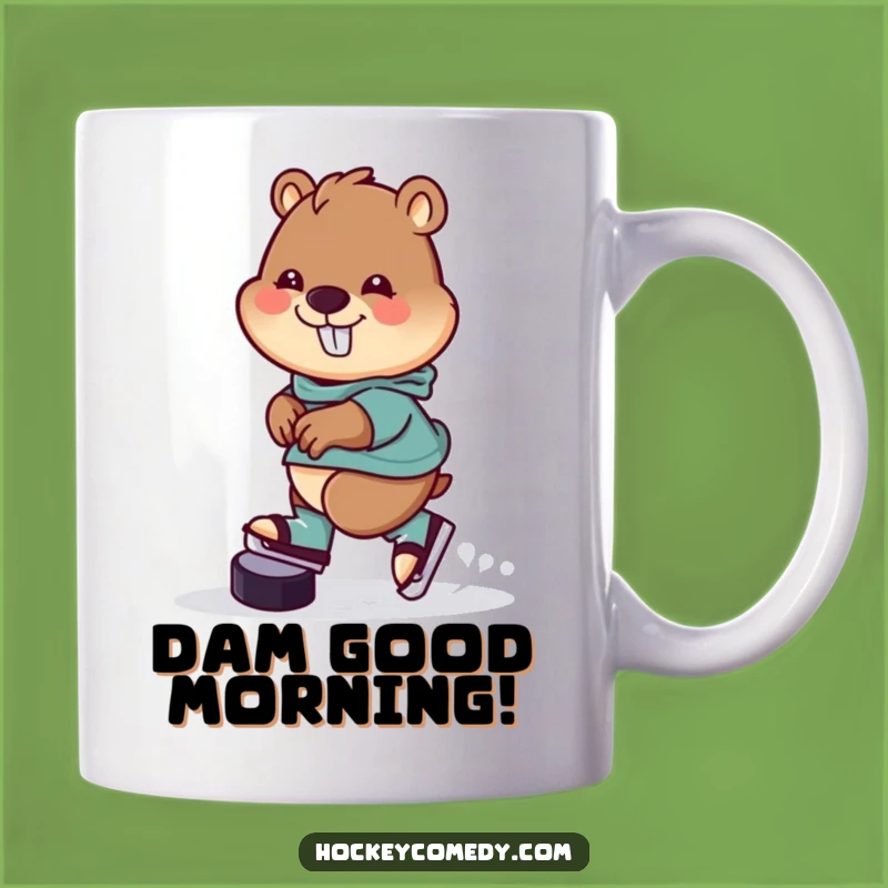 Funny Beaver Hockey Mug: Cheerful Skater for Your Perfect Coffee Gift!