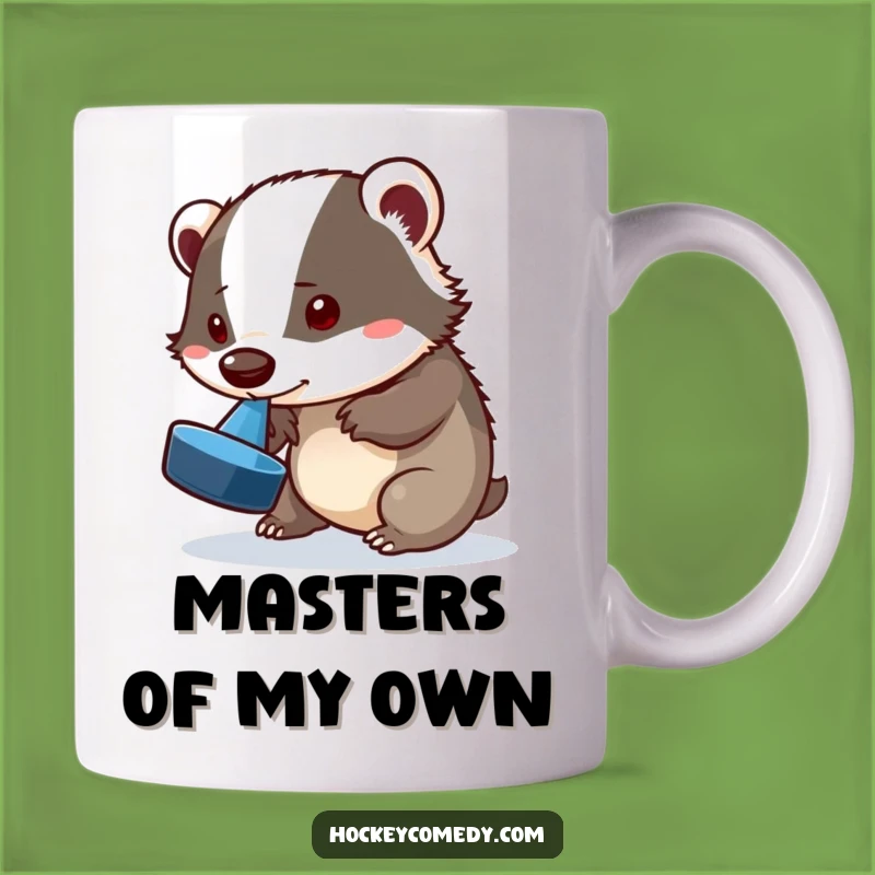 Funny Badger Puck Mug - Hilarious Hockey Trickster Coffee Cup Gift