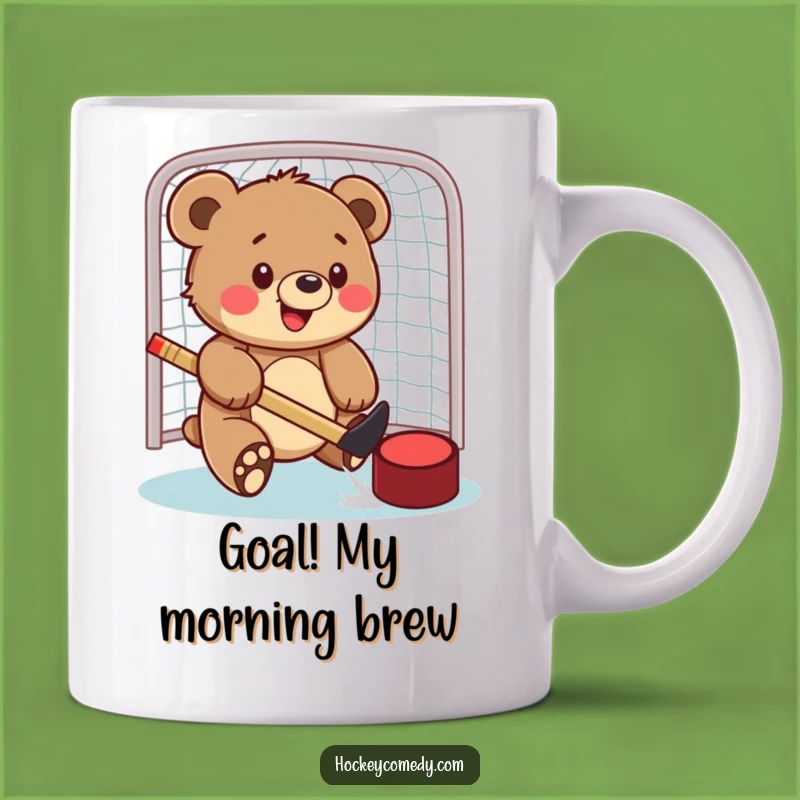 Funny Bear Cub Hockey Mug - A Goal-Getting Gift for Sports Fans!