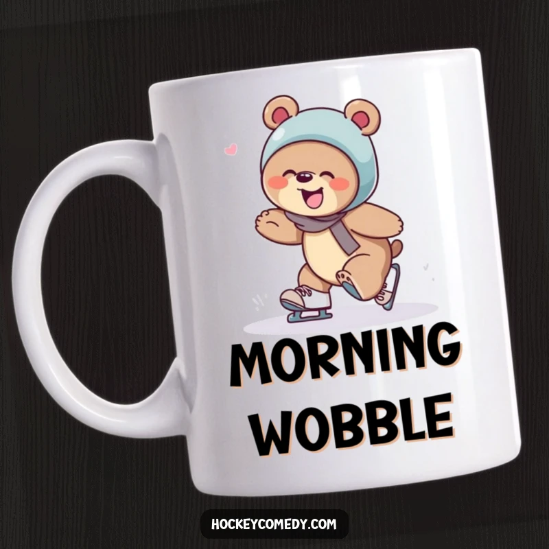 Funny giggling bear tripping comically over its own skates on this hilarious mug.