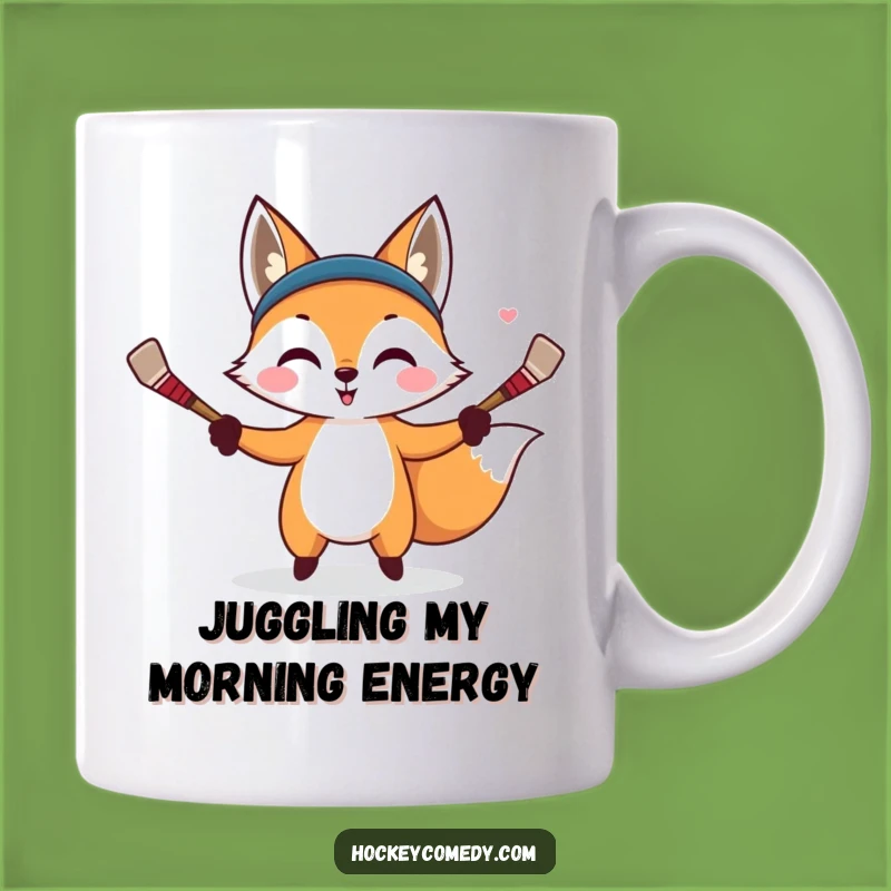 Funny Fox Juggler Mug - A Trickster's Gift for Hockey Fans!