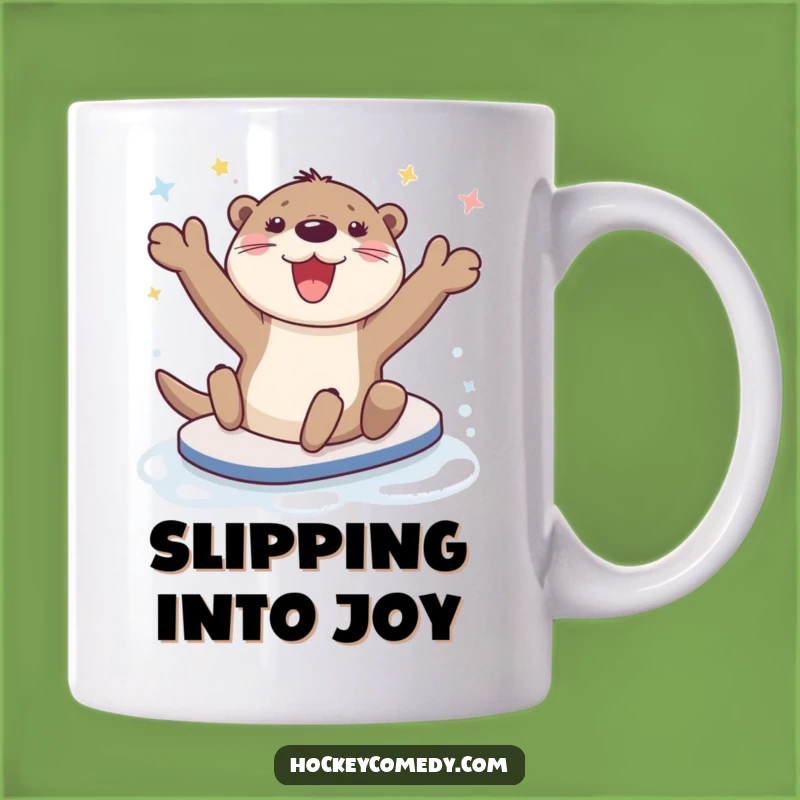 Funny Happy Otter Slide Mug - Joyful Aquatic Creature Gift