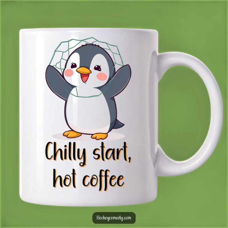Funny Penguin Hockey Mug: Excited Goalie Gift for Fans