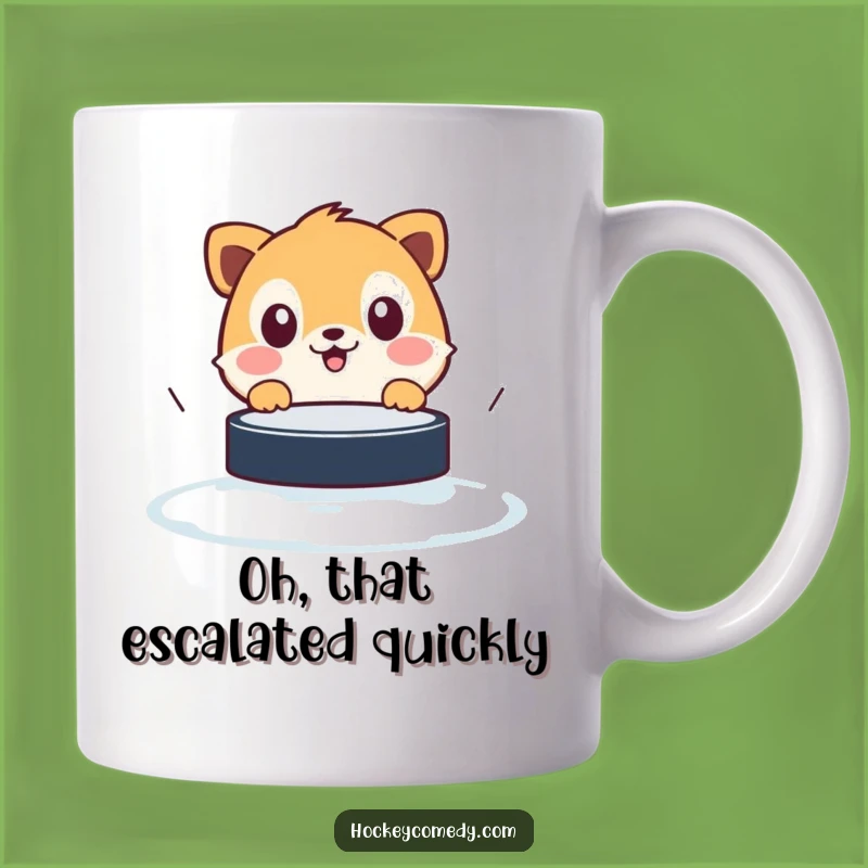 Funny Surprised Animal Hockey Gift Mug - Shocked Reaction to Fast Puck