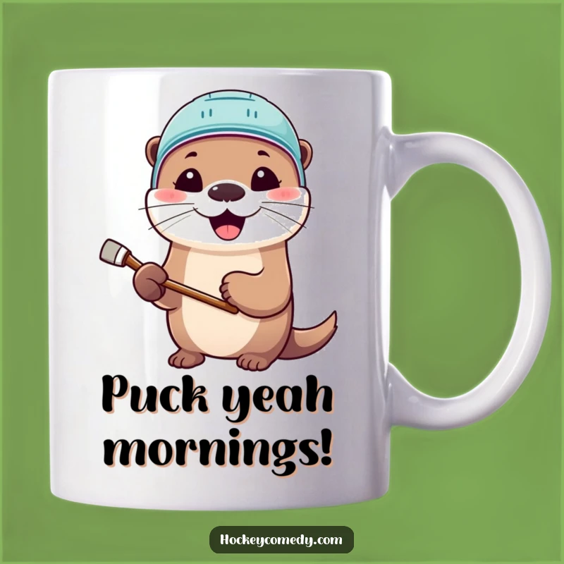 Funny Otter Hockey Mug: Cute Helmet Pet Gift for Hockey Fans