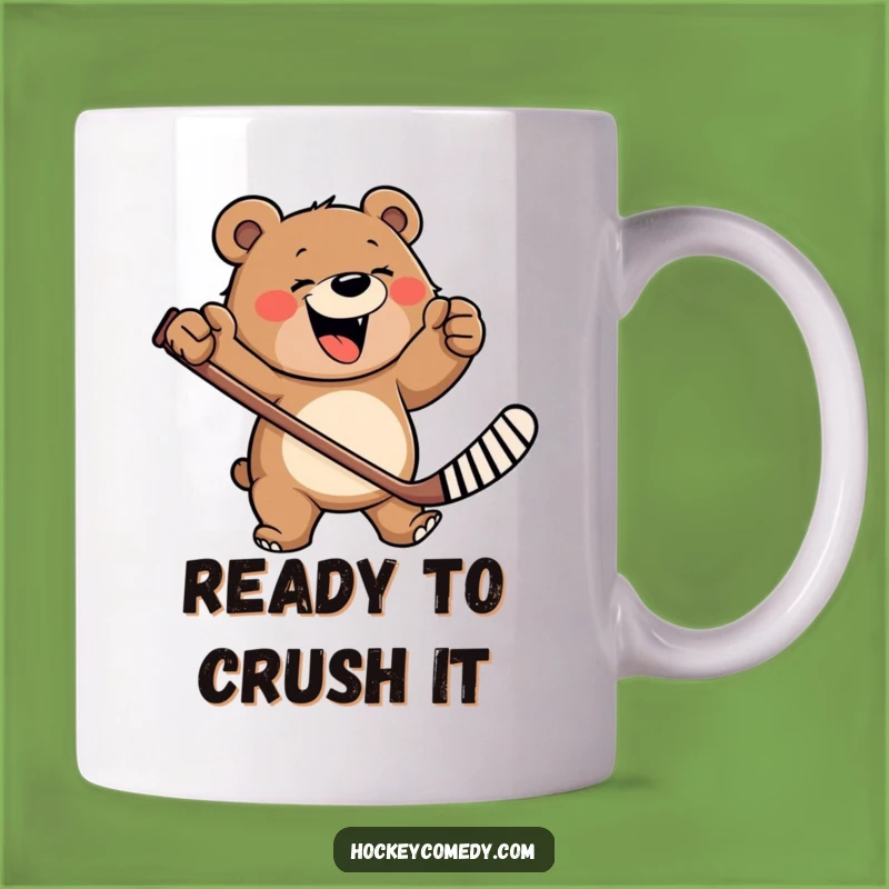 Funny Happy Bear Hockey Player Mug - Wildly Hilarious Gift!
