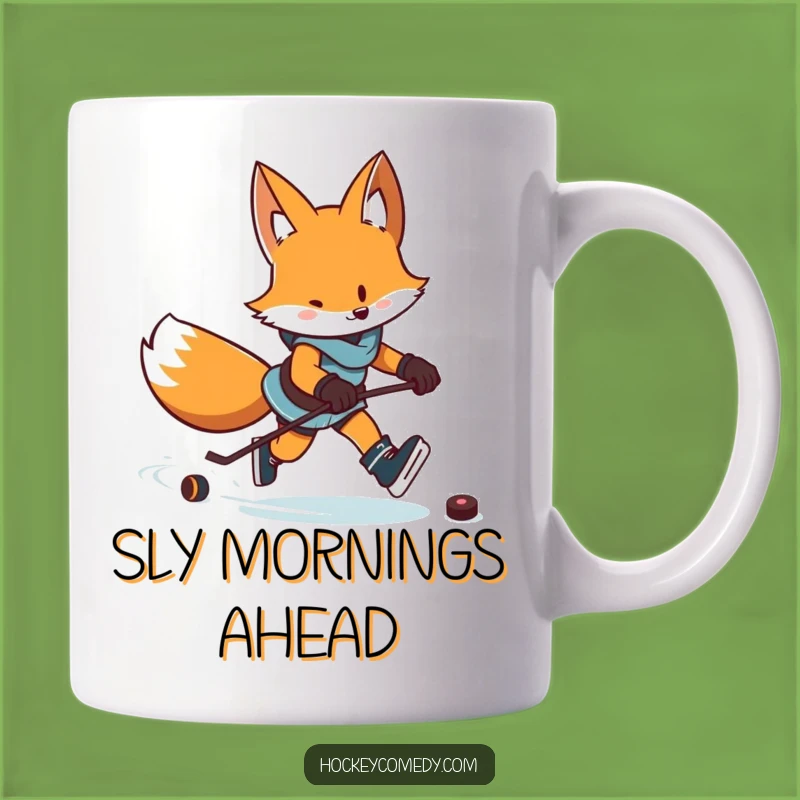 Funny Fox Hockey Mug: Determined Skater Gift for Hockey Fans