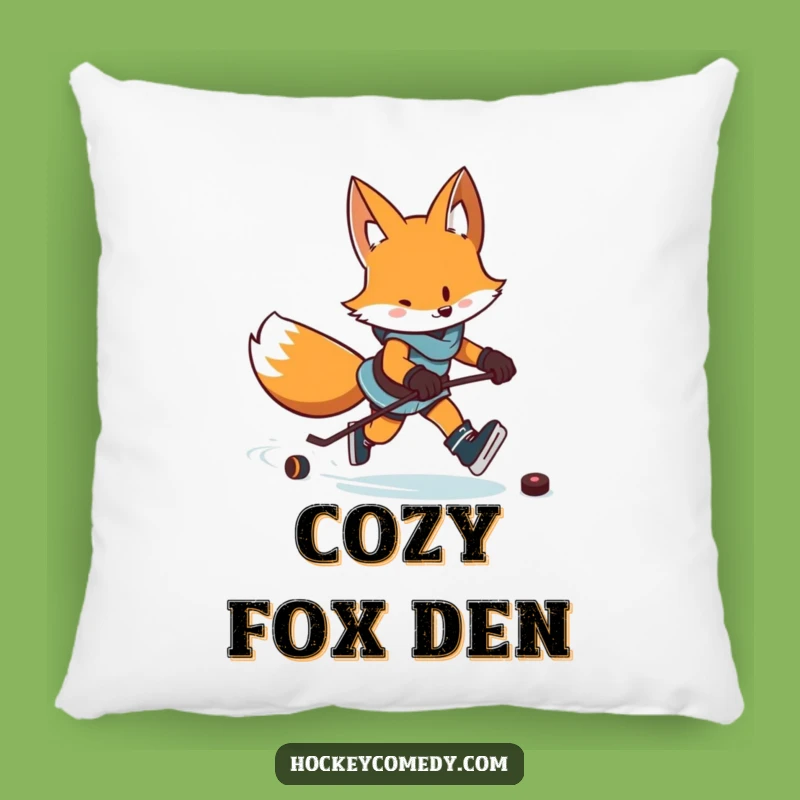 Funny Fox Hockey Pillow: Zigzag Comfort for Determined Fans