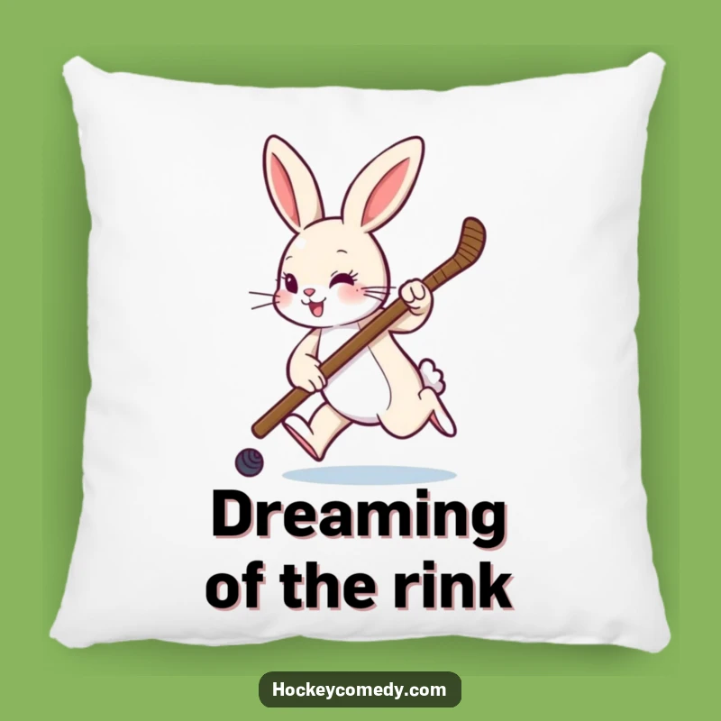 Funny Rabbit Hockey Pillow - Cozy & Playful Sports Decor