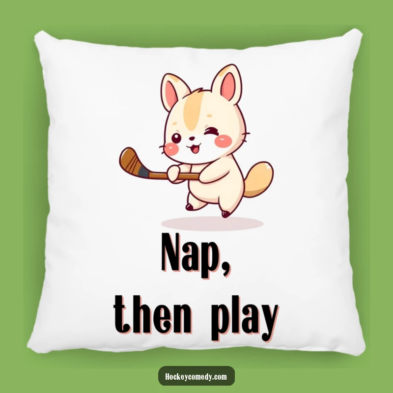 Funny Animal Hockey Pillow - Cozy Game Time, Cheerful Swing, Perfect Accent Gift