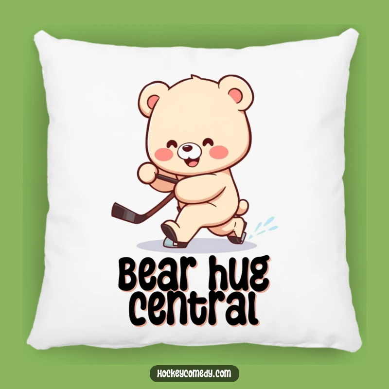 Funny Bear Hockey Pillow: Clumsy Deke Comfort for Fans