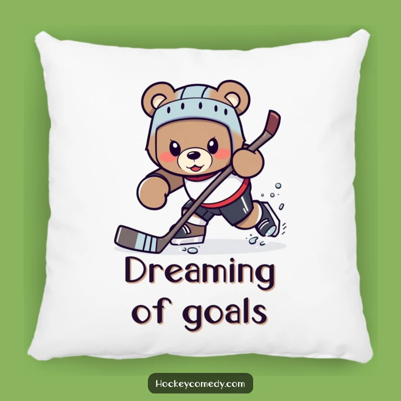 Funny Bear Hockey Pillow - Comfy Cushion for Determined Dreamers Gift