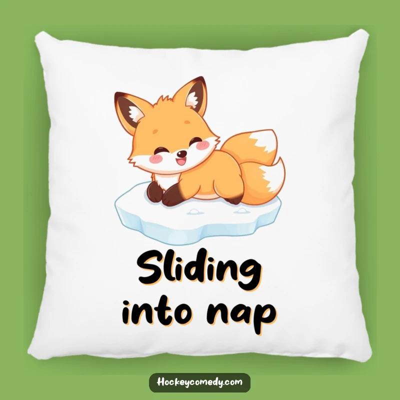 Funny Fox Ice Slide Pillow: Cozy Arctic Comfort, Perfect Funny Home Accent Gift