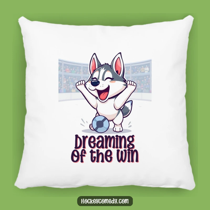 Funny Husky Goal Scoring Pillow: Triumphant Roar Comfort, Cozy Funny Gift