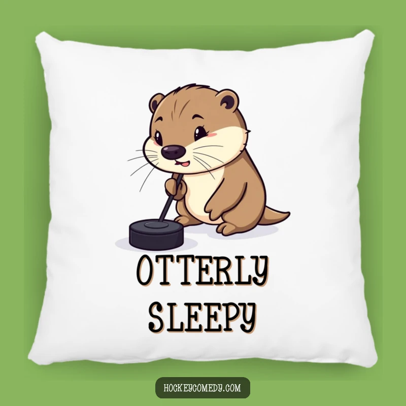 Funny Otter Hockey Pillow: Snuggle Up with a Silly Dribbler!