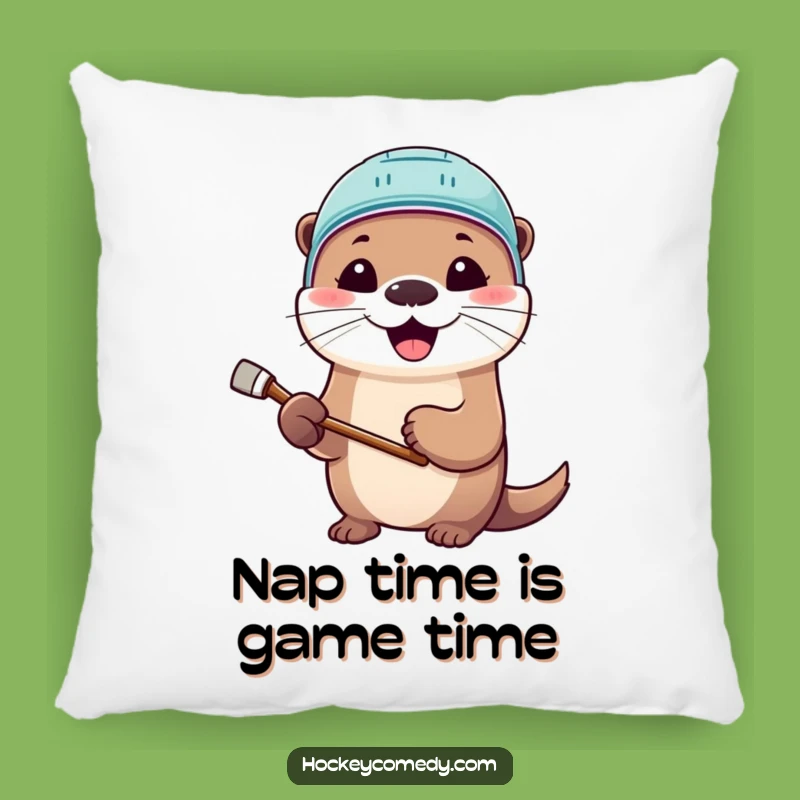 Funny Otter Hockey Pillow: Cute Helmet Cushion for Cozy Fans