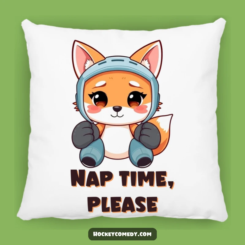Funny Confused Fox Hockey Player Pillow - Comfy & Comedic Accent!