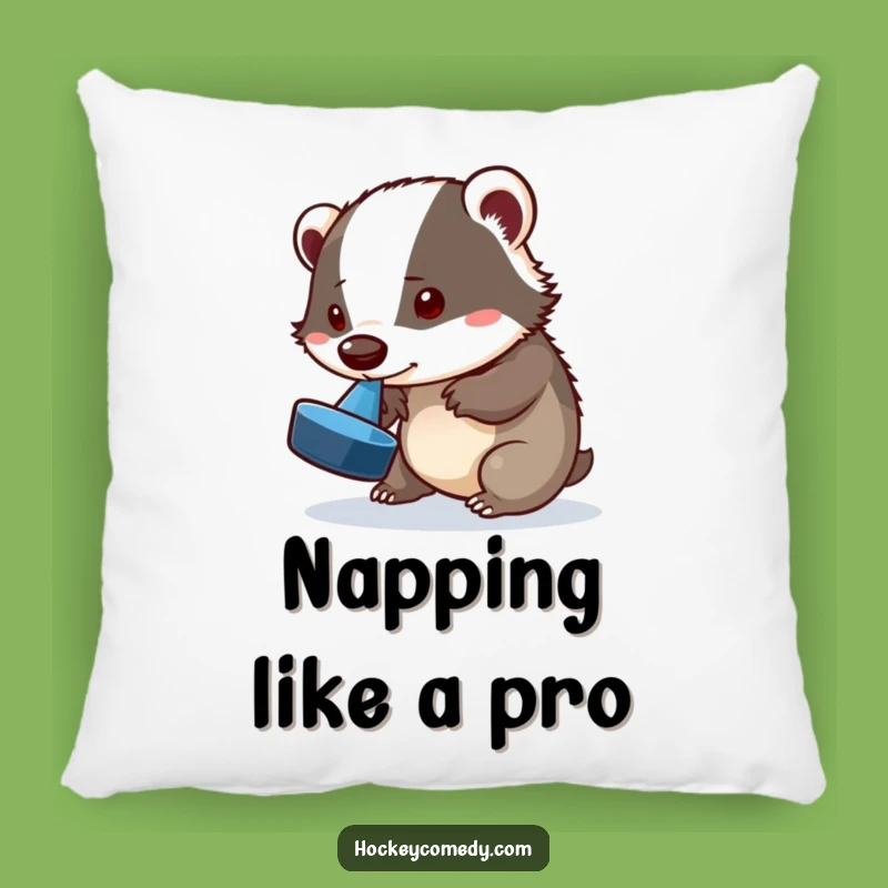 Funny Badger Pillow - Cozy & Hilarious Hockey Trickster Accent Cushion Gift