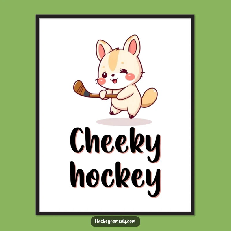 Funny Animal Hockey Digital Art - Instant Sports Decor, Tiny Stick Power, Printable Funny Gift