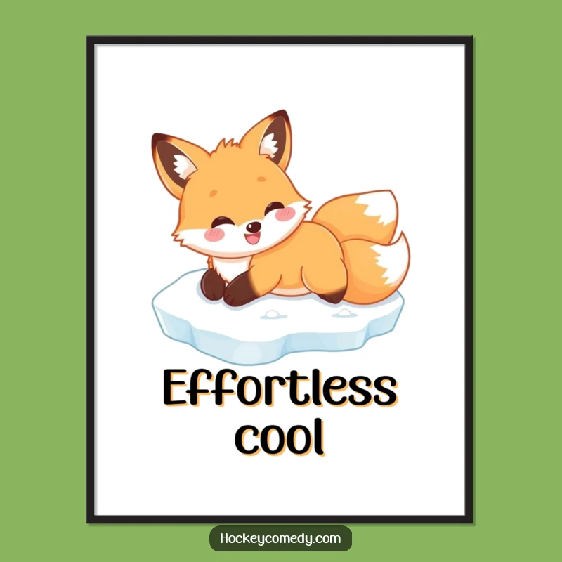 Funny Fox Ice Slide Digital Print: Arctic Animal Art, Instant Funny Winter Gift