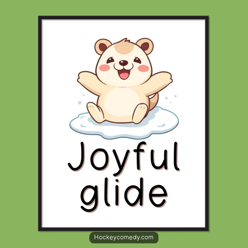 Funny Animal Ice Skating Digital Art - Instant Winter Joy Print Gift