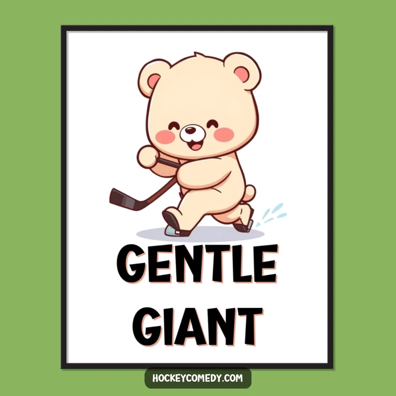 Funny Bear Hockey Digital Art: Clumsy Deke Print for Instant Decor