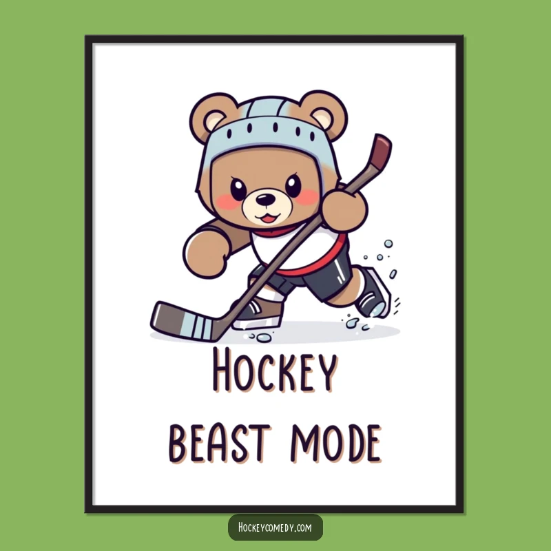 Funny Bear Hockey Digital Art - Motivational Printable Decor Gift
