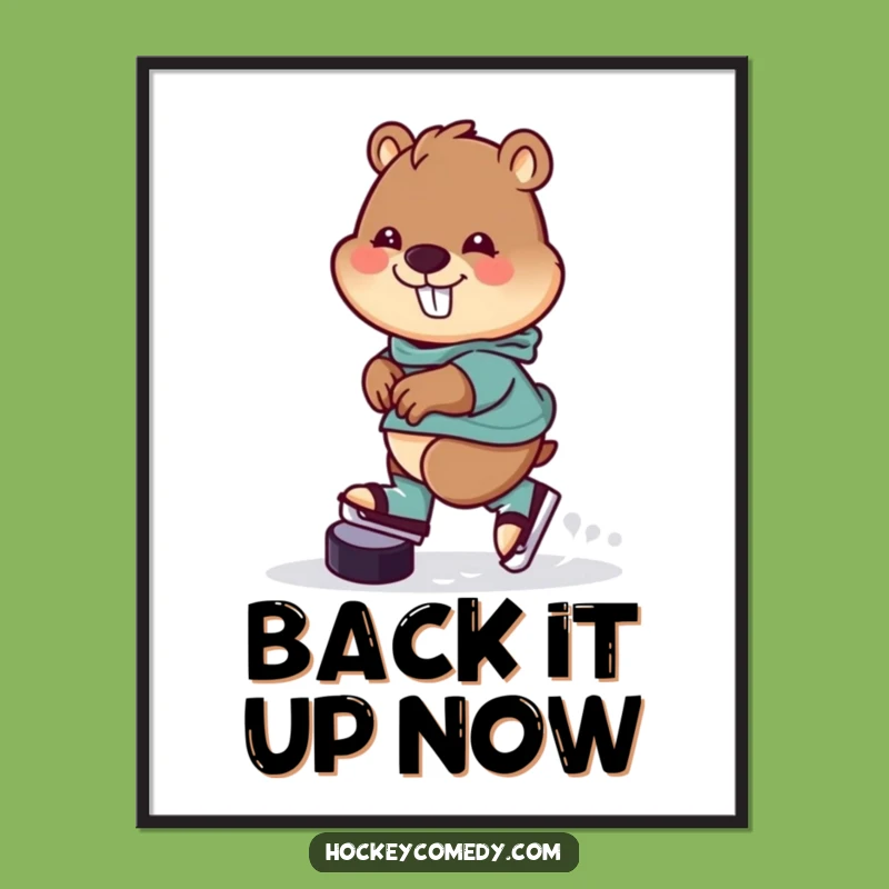 Funny Beaver Hockey Digital Art: Print a Cheerful Skater for Your Walls!