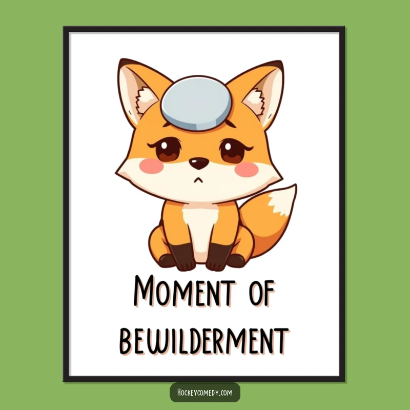 Funny Fox Puck Digital Art Print: Instant Download, Confused Character, Great Gift