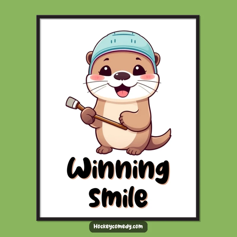 Funny Otter Hockey Digital Art: Cute Helmet Print for Instant Decor
