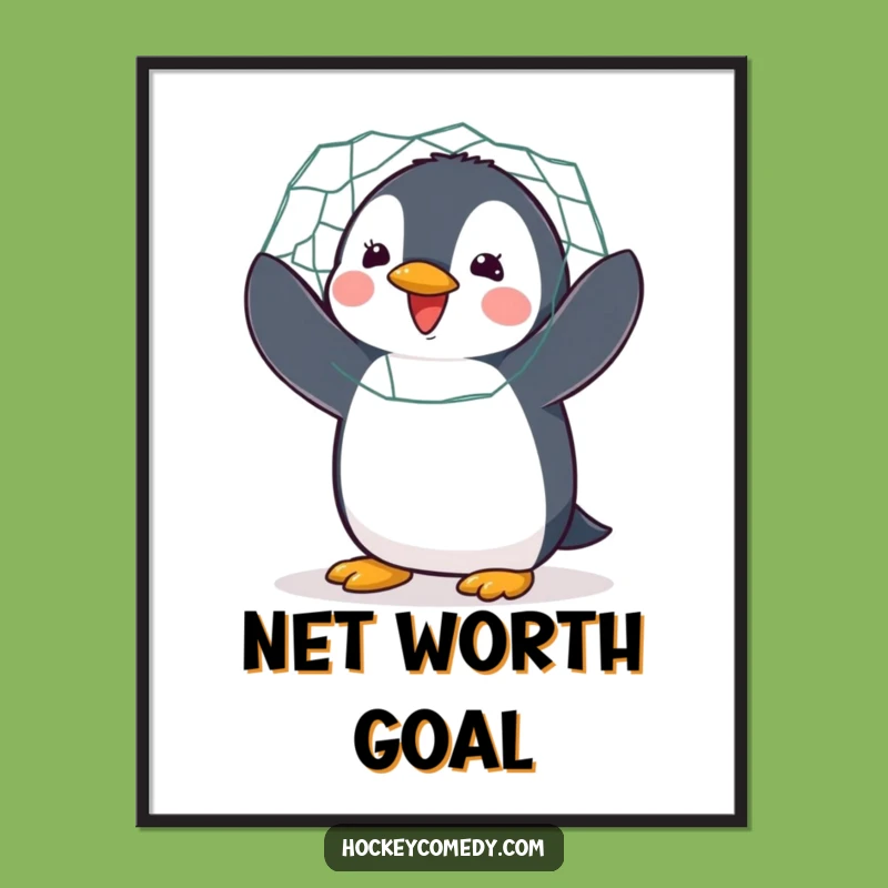 Funny Penguin Hockey Digital Art: Flapping Goalie Print for Instant Decor