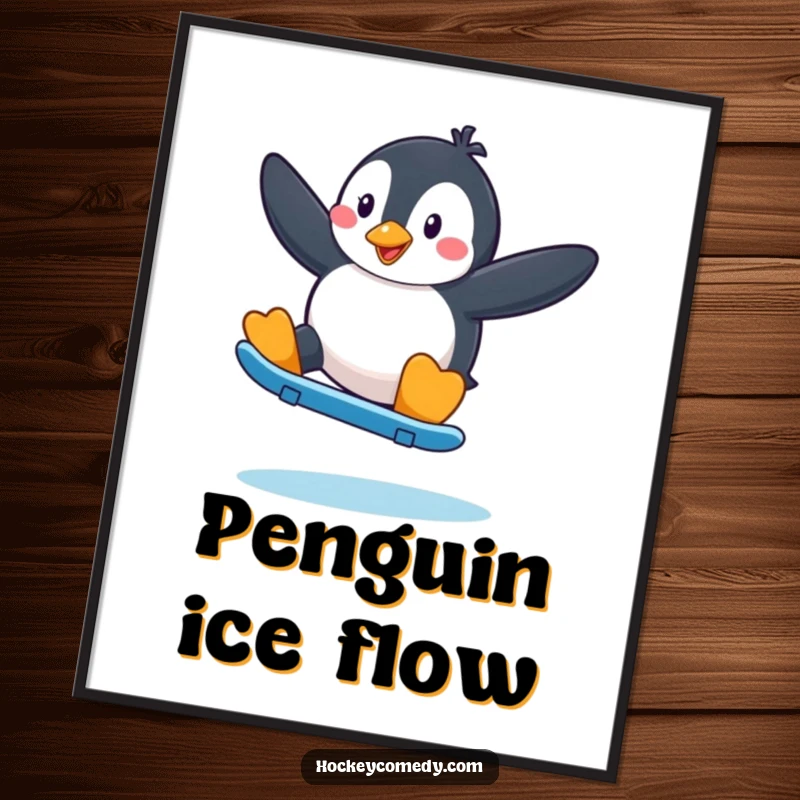 Funny Penguin Skater Digital Art Print: A penguin performing a fancy skate move, perfect for adding flair.